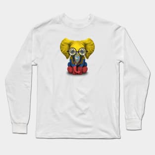 Baby Elephant with Glasses and Ecuadorian Flag Long Sleeve T-Shirt